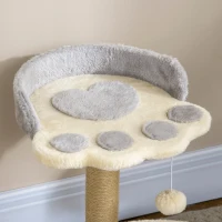 PawHut Arranhador para Gato com 2 Camas Poste de Juta Brinquedo Pendurado Ø41x44 cm Cinza Claro(m-8)