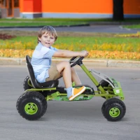 HOMCOM Skelter met handrem trapauto pedaalvoertuig vanaf 3 jaar kinderen groen(m-2)