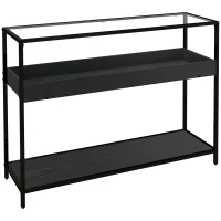 HOMCOM Konsolentisch mit 2 Regalen, Flurtisch, Flurkonsole, Schwarz(m-1)