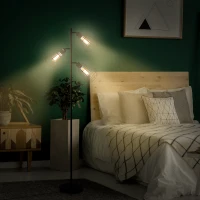 HOMCOM Lampadaire design industriel 3 ampoules max. 40 W abat-jour cage métal noir(m-7)