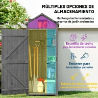 Outsunny Cobertizo para Almacenaje de Herramientas 77x54,2x179 cm 0,3 m² Armario de Jardín de Madera con 3 Estantes y 2 Puertas(m-4)