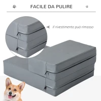 PawHut Scaletta per Cani a 2 Gradini in PU e Gommapiuma, 67x39x10 cm, Grigio(m-6)