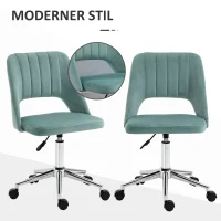 Vinsetto Verstelbare Bureaustoel met Wielen, 360° Draaibaar, Schelpvorm, Schuim, 49 x 60 x 79-91 cm, Groen(m-5)