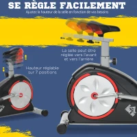 HOMCOM Vélo elliptique d'appartement vélo d'exercice magnétique 8 niveaux de résistance selle réglable écran LCD pour gymnase maison bureau noir(m-5)