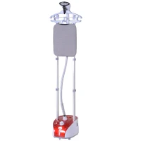 HOMCOM Plancha Vertical Vapor 1950W, Depósito de 2 L, 32g/min, Plancha de Vapor Vertical con Barra Telescópica, Listo en 38s,Colgador de Ropa, Centro de Planchado para Hogar Oficina, Rojo(m-1)