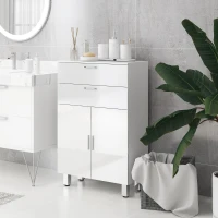 Kleankin Badkamerkast, Badmeubel, 2 Laden, Verstelbaar Plank, Hout, Wit(m-2)