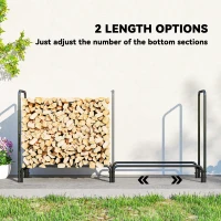 Outsunny Firewood Rack with Waterproof Cover, Heavy Duty Metal Log Store Indoors, Log Storage Holder for Outdoor Indoor Fireplace, 200 x 36 x 99 cm, Dark Green(m-7)