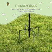 PawHut Vogelvoederstation 226 cm met 6 haken, 4 hangende voedersilo's en grondpennen, vrijstaand(m-6)