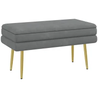 HOMCOM Zitbank, Gestoffeerde Bank met Opbergruimte, Staal, 79,5 cm x 37,5 cm x 43 cm, Donkergrijs(m-11)