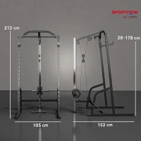 SPORTNOW Power Cage Power Rack with 15-Level Squat Rack, Cable Pulley System, Lat Pulldown & Pull Up Bar(m-3)