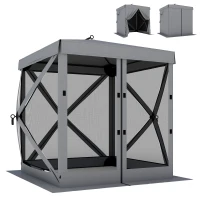 Outsunny Pavillon 1,85x1,85m Wasserdicht Stabil Winterfest Pop-up Faltpavillon mit 4 Mesh-Seitenteilen Tasche, UV 30+(m-11)