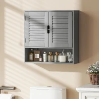 HOMCOM Bathroom Cabinet, Wall Mounted Storage Cabinet with Adjustable Shelves, 60 x 20 x 60 cm, Grey(m-10)