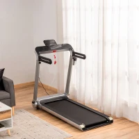HOMCOM Tapis de course électrique pliable 1-15 km/h 735 W tapis roulant écran LED support tablette port USB bande extra-large antidérapant acier PP ABS 158 x 81 x 25 cm noir et argent(m-10)