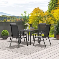 Outsunny Gartentisch Aluminium 73x73 cm Wetterfest Buffettisch mit Holzoptik, Campingtisch für 4 Personen Schwarz(m-9)