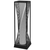 Outsunny Staande Zonnelamp Rattan met Lichtsensor 25 LED Zonnepanelen in Boho-Stijl IP44 Waterdicht Zwart+Grijs(m-10)