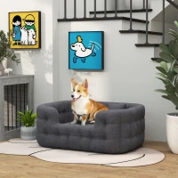 PawHut Cama para Cães Médios Cama para Animais de Estimação com 2 Almofadas Cama para Cães com Base Antiderrapante 90x60x35 cm Cinza(m-10)
