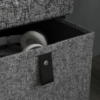 HOMCOM Gepolsterte Schuhbank, 6 Schuhfächer, MDF-Rahmen, Leinenoptik, Grau(m-8)