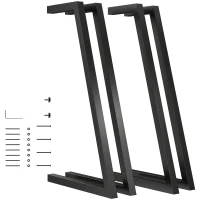 HOMCOM Conjunto de 4 Pernas de Mesa Quadradas Industriais para Móveis com Pés Ajustáveis 43x3x72 cm Preto(m-12)
