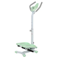 SPORTNOW Stepper con Manubrio e Gradino Regolabile e Monitor LCD, in Acciaio e ABS, 48x38x108-118 cm, Verde(m-1)