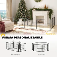PawHut Recinto per Cani a 6 Pannelli Modulabili da 80x1.5x60 cm in Acciaio Grigio Scuro con Porta di Ingresso(m-4)