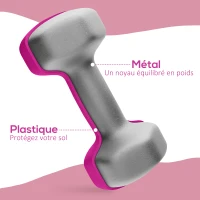 SPORTNOW Lot de 2 haltères hexagonales avec poignée antidérapante pour l'entraînement à la maison, 2 x 3 kg, rose(m-5)