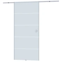 HOMCOM Porta Scorrevole Interna in Vetro Smerigliato e Satinato con Binario B3 in Alluminio per Bagno Cucina Studio Vetro 205x 90x 0,8cm(m-11)