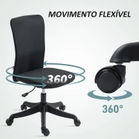 HOMCOM Cadeira de Escritório sem Apoio para os Braços Estofada em Linho Sintético com Altura Ajustável 53x43x85-93 cm Preto(m-6)