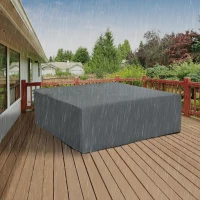 Outsunny 205x192cm Outdoor Garden Rattan Furniture Protective Cover Water UV Resistant Grey(m-2)