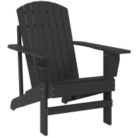 Outsunny Adirondack tuinstoel ligbank voor buiten tuinmeubel balkonstoel massief hout zwart(m-1)