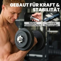 HOMCOM 2x Korte Halters, 50 kg Halterset met 2 korte halterstangen(m-5)