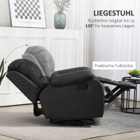 HOMCOM Relaxstoel, Verstelbare Leuning & Voetsteun, Draaibaar, tot 150 kg, Stalen Frame, 93x100x98cm, Zwart(m-4)