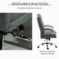 Vinsetto Sedia da Ufficio Imbottita e Girevole in Tessuto Traspirante, 65x78x110-120cm, Grigio(m-4)