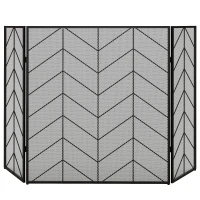 HOMCOM Vonkenscherm voor haarden, elegante vonkenvanger, inklapbaar, gecoat, Zwart, 135 x 85 cm(m-11)