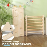 AIYAPLAY Triângulo de Escalada de Madeira 2 em 1 Escalada para Crianças de 18-48 Meses com Rampa para Deslizar ou Escalar 147x64,5x63 cm  Madeira(m-7)
