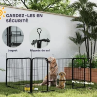 PawHut Parc de mise bas pour chien caisse de mise bas pour chiens avec porte tapis de propreté lavable 122 x 122 x 60 cm noir(m-9)
