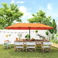 Outsunny 4.6m Double Garden Parasol - Orange(m-10)