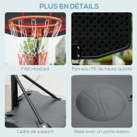 HOMCOM Panier de basket extérieur avec poteau panneau, base de lestage sur roulettes hauteur réglable 2,1-2,6 m (panier)(m-7)