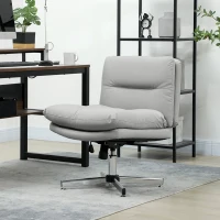HOMCOM Cadeira de Escritório com Altura Ajustável Função Basculante Base Cruzada e Assento Amplo Cadeira para Estúdio 65x65x84-94 cm Cinza Claro(m-10)