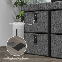 HOMCOM Gepolsterte Schuhbank, 6 Schuhfächer, MDF-Rahmen, Leinenoptik, Grau(m-6)