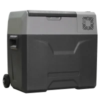 HOMCOM Autokoelkast, koelbox, 50L, tot -20° C, touch-display, 2 wielen, telescopisch handvat, 58,6 x 37,8 x 54,5 cm, grijs(m-10)