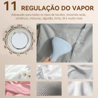 HOMCOM Ferro de Engomar a Vapor 1800W Temperatura Ajustável 11 Níveis Depósito de 2 L Aquecimento em 38s 35x25x47-118,5 cm Amarelo(m-6)