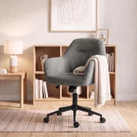 HOMCOM Cadeira de Escritório em Chenille com Rodas, Função Basculante, Altura Ajustável e Acolchoamento Espesso, Cinzenta(m-10)