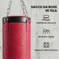 SPORTNOW Supporto Sacco Boxe Regolabile con Base Triangolare e Sacco da Boxe, in Acciaio e Tela, 175x91x185-231 cm, Rosso(m-5)