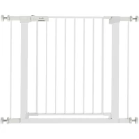 PawHut Deurhek, montage zonder boren, verstelbare breedte 76-97 cm, met één hand te openen, metaal, wit, 76 cm hoog(m-1)
