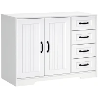 HOMCOM Dressoir, modern stijl, 4 lades, 1 kast, 105 cm x 40 cm x 76 cm, Wit(m-11)