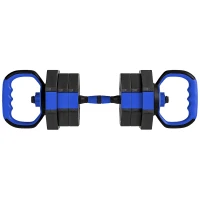 SPORTNOW Ensemble d'haltères musculation 6-en-1 haltère réglable 20 kg kettlebell, barre de musculation support pour pompes bleu(m-1)