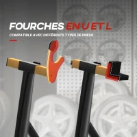 HOMCOM Support béquille de moto arrière support de roue lève moto arrière sur roulettes avec bobine de bras oscillant U, noir(m-4)