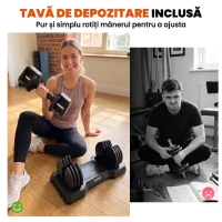 SPORTNOW Set Gantere Reglabile 5 în 1 cu Sistem de Eliberare Rapidă 11 kg Negru(m-7)