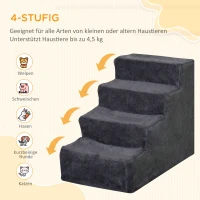 PawHut Hundetreppe 4-Stufig Abnehmbarer Bezug Für Kleine Hunde 44 cm Dunkelgrau(m-4)