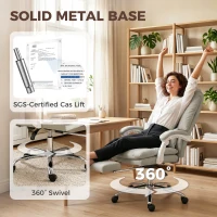 HOMCOM Ergonomic Executive Office Chair, Reclining Desk Chair with Lumbar Support, Footrest, Plush Thick Cushion, Khaki(m-8)